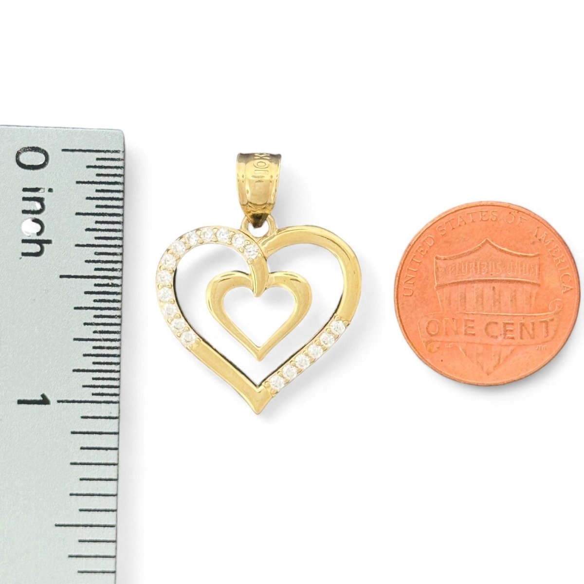 10kt Gold Double Heart Pendant - 2.05 Grm