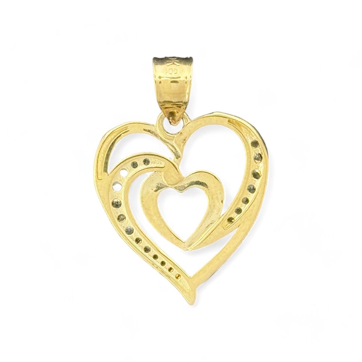 10kt Gold Double Heart Pendant - 2.4 Grm