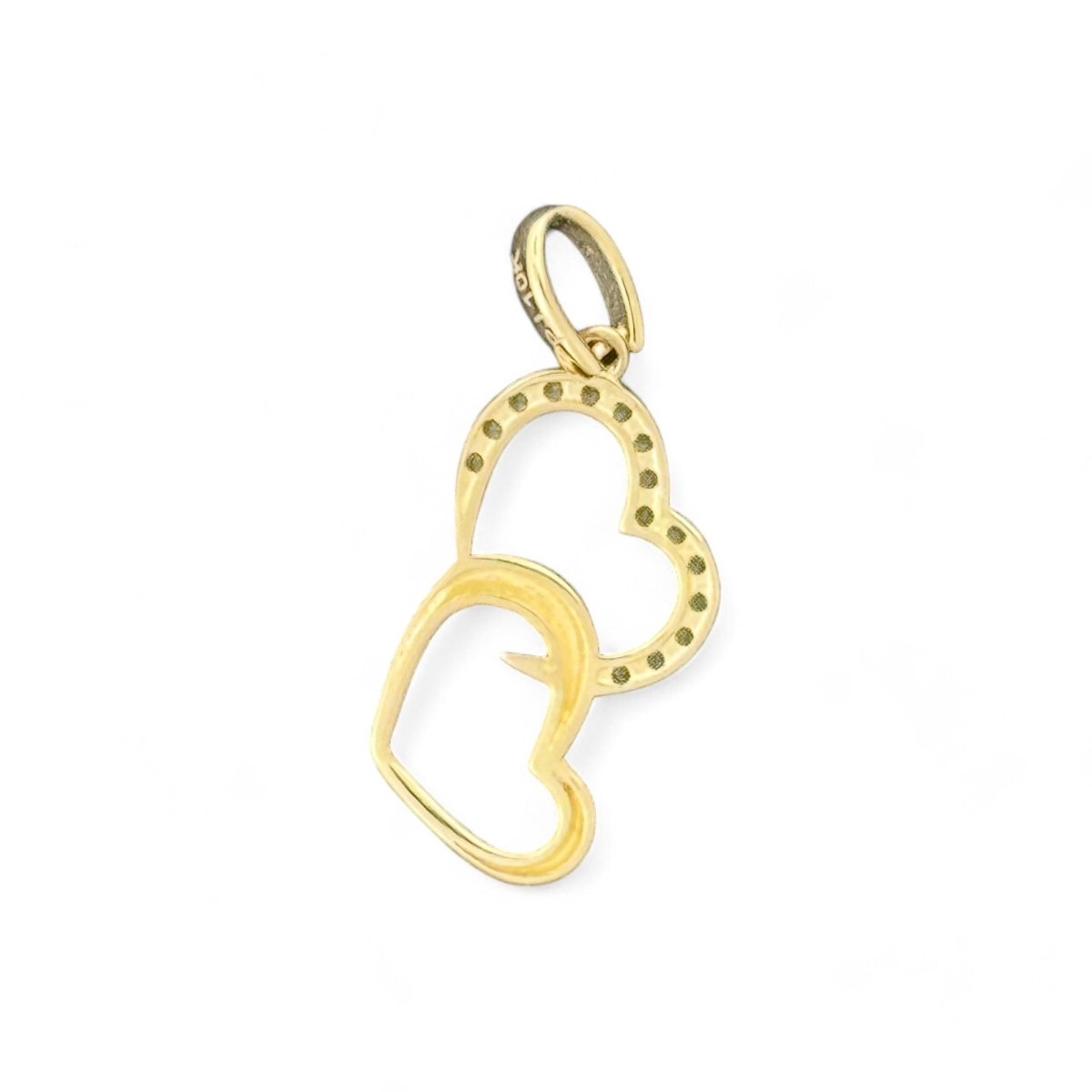 10kt Gold Double Heart Pendant with Open Design - 0.7 Grm