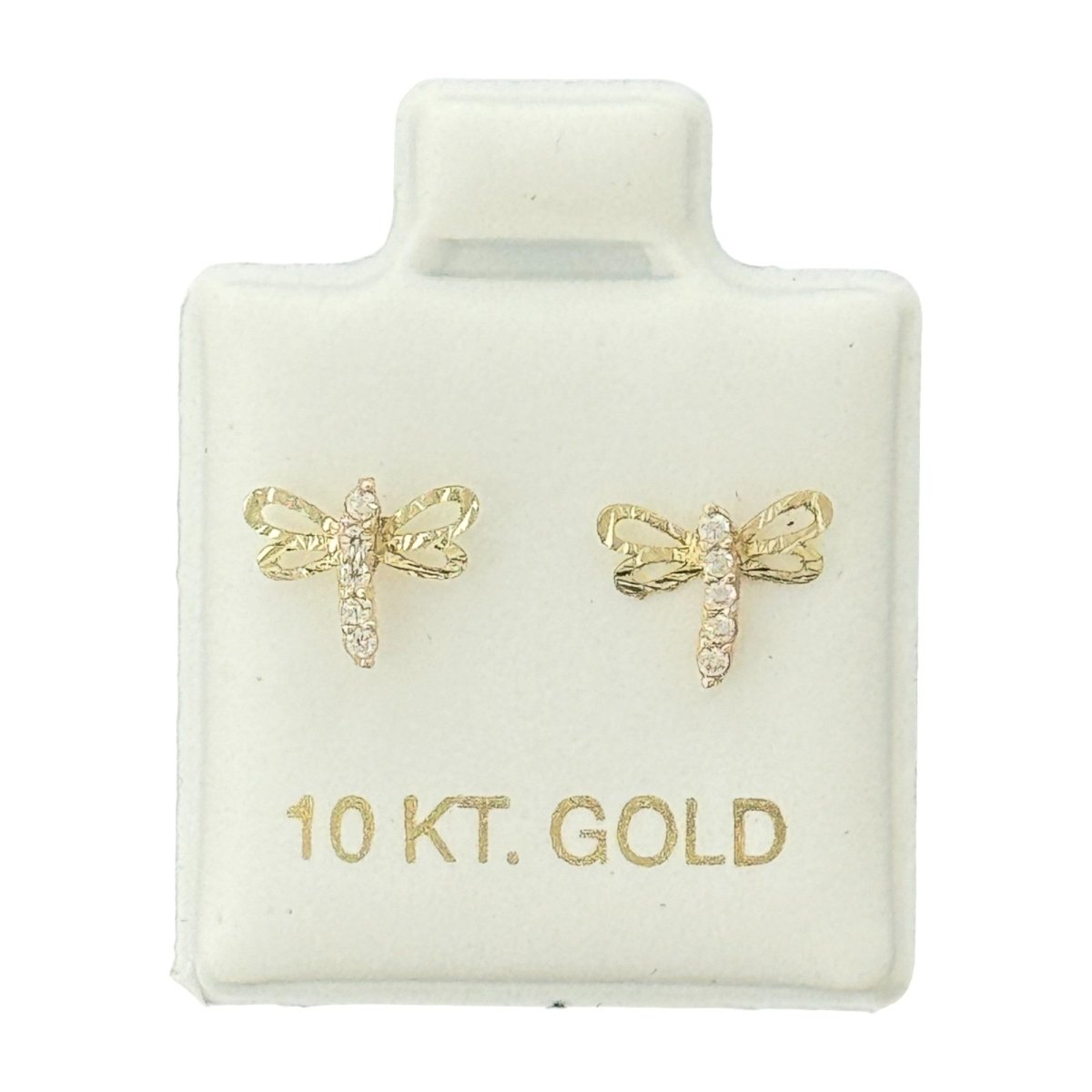 10KT Gold Dragonfly CZ Stud Earrings