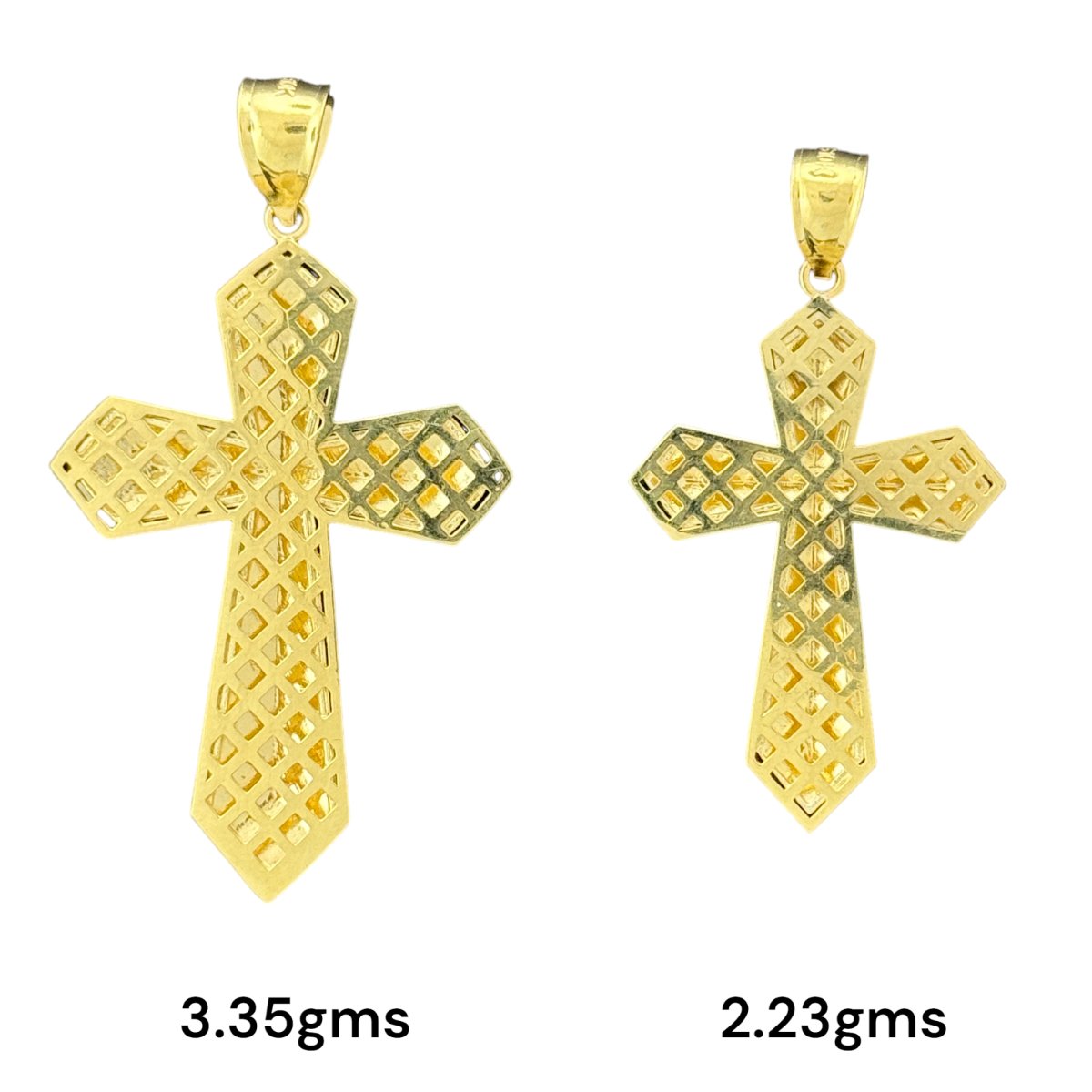 10KT Gold Engraved Cross Pendants - 3.35g and 2.23g