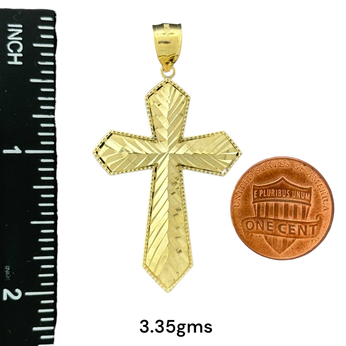 10KT Gold Engraved Cross Pendants - 3.35g and 2.23g