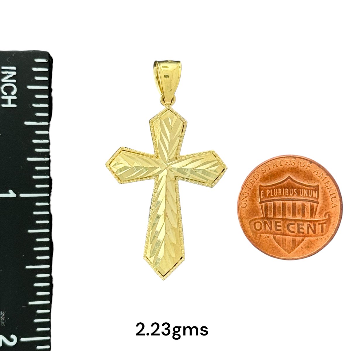 10KT Gold Engraved Cross Pendants - 3.35g and 2.23g