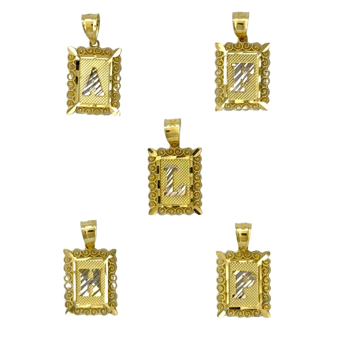 10KT Gold Filigree Alphabet Initial Pendants, (A - Z)