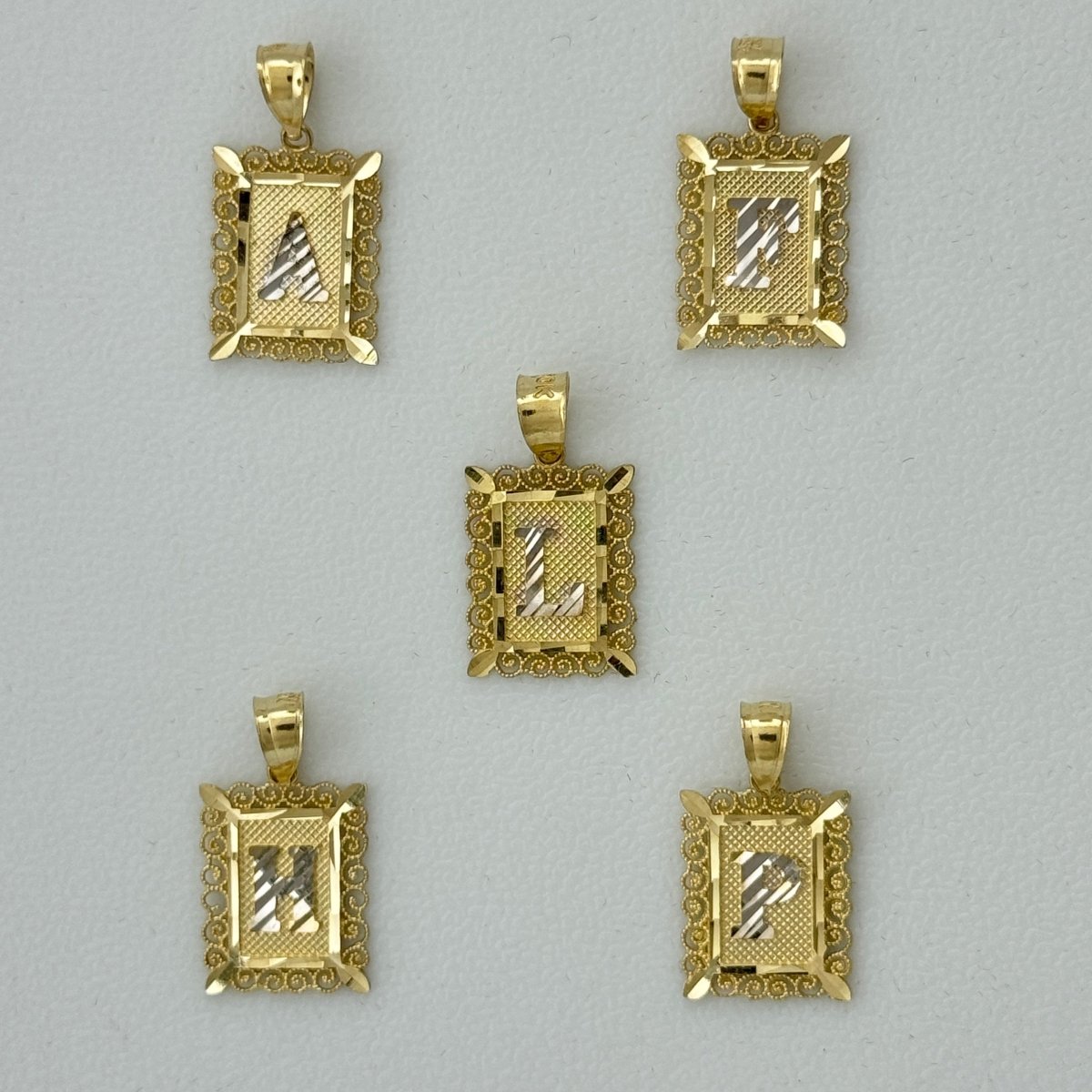 10KT Gold Filigree Alphabet Initial Pendants, (A - Z)