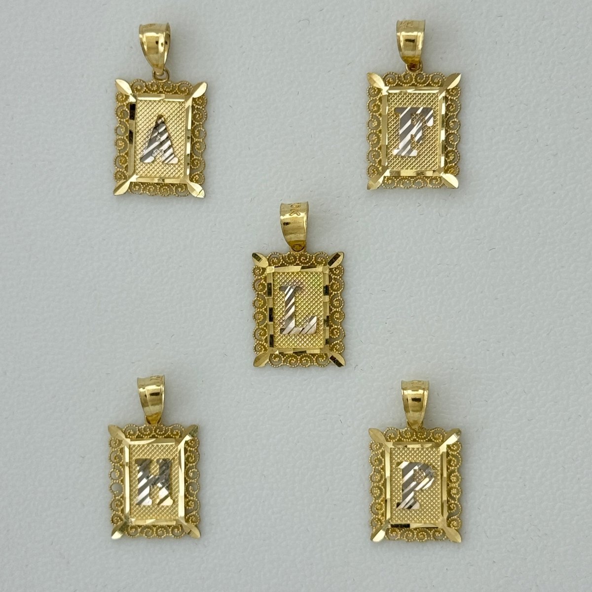 10KT Gold Filigree Alphabet Initial Pendants, (A - Z)