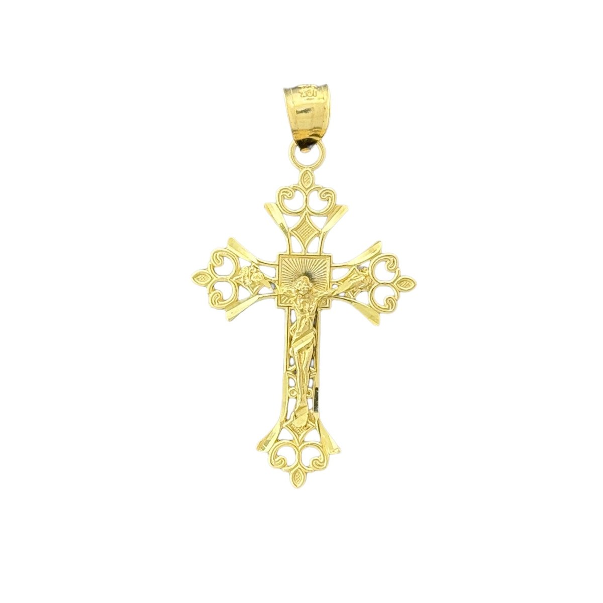 10KT Gold Filigree Crucifix Pendant - 2.63g