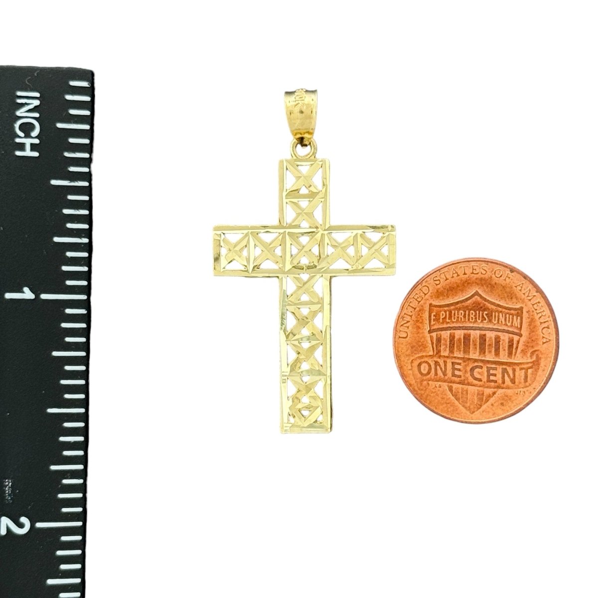 10KT Gold Geometric Cross Pendant - 1.9g