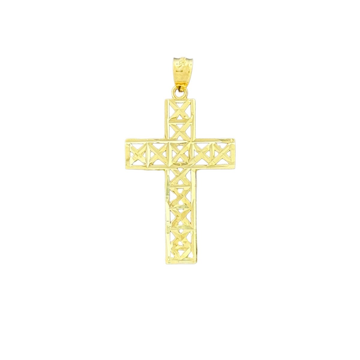 10KT Gold Geometric Cross Pendant - 1.9g