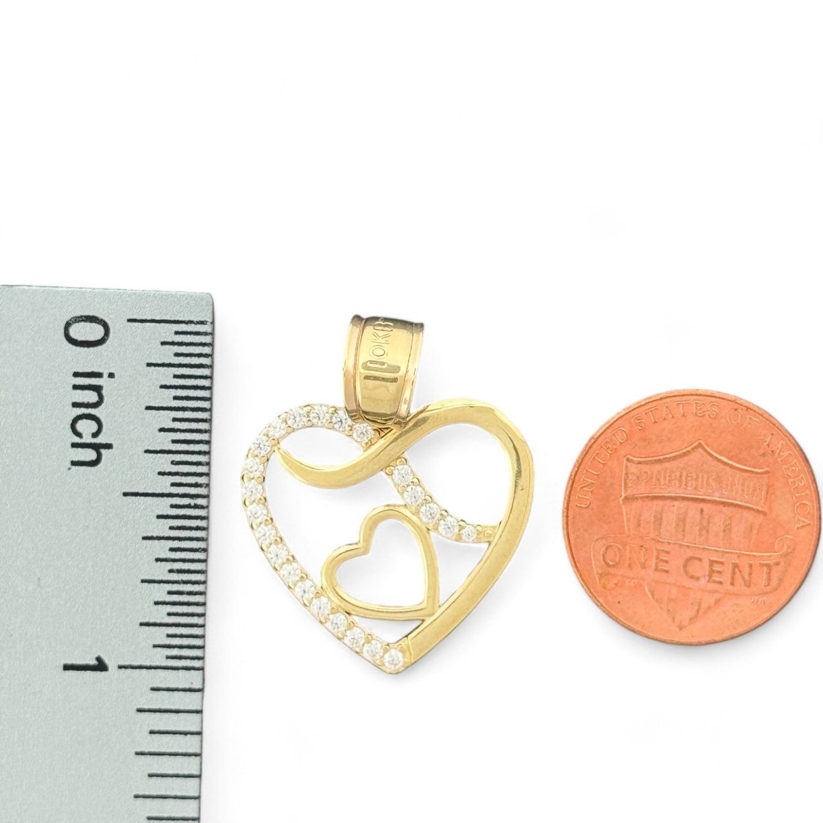 10kt Gold Heart Pendant with Infinity Symbol - 2.48 Grm