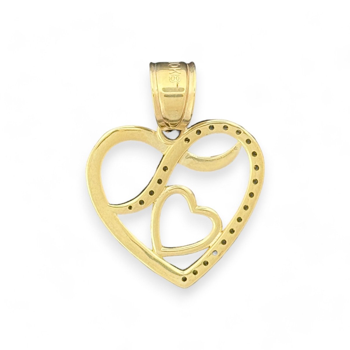 10kt Gold Heart Pendant with Infinity Symbol - 2.48 Grm