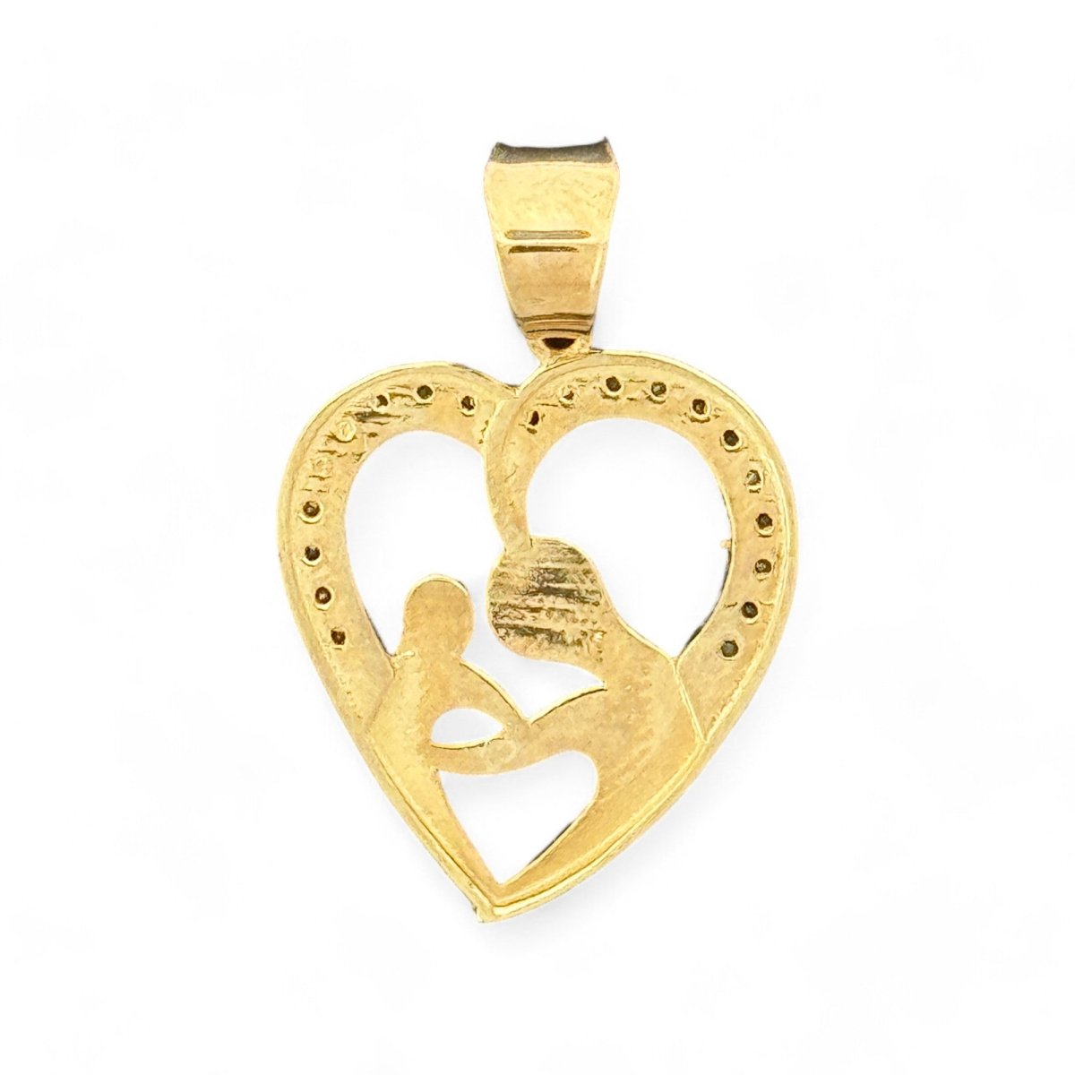 10kt Gold Heart Pendant with Mother and Child Design - 1.57 Grm