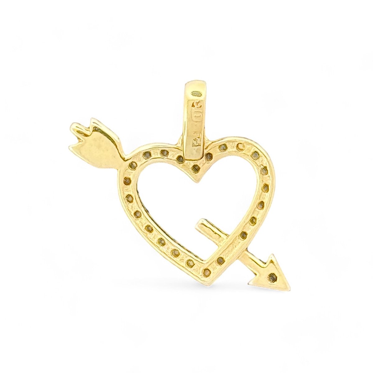 10kt Gold Heart With Arrow Pendant - 0.73 Grm