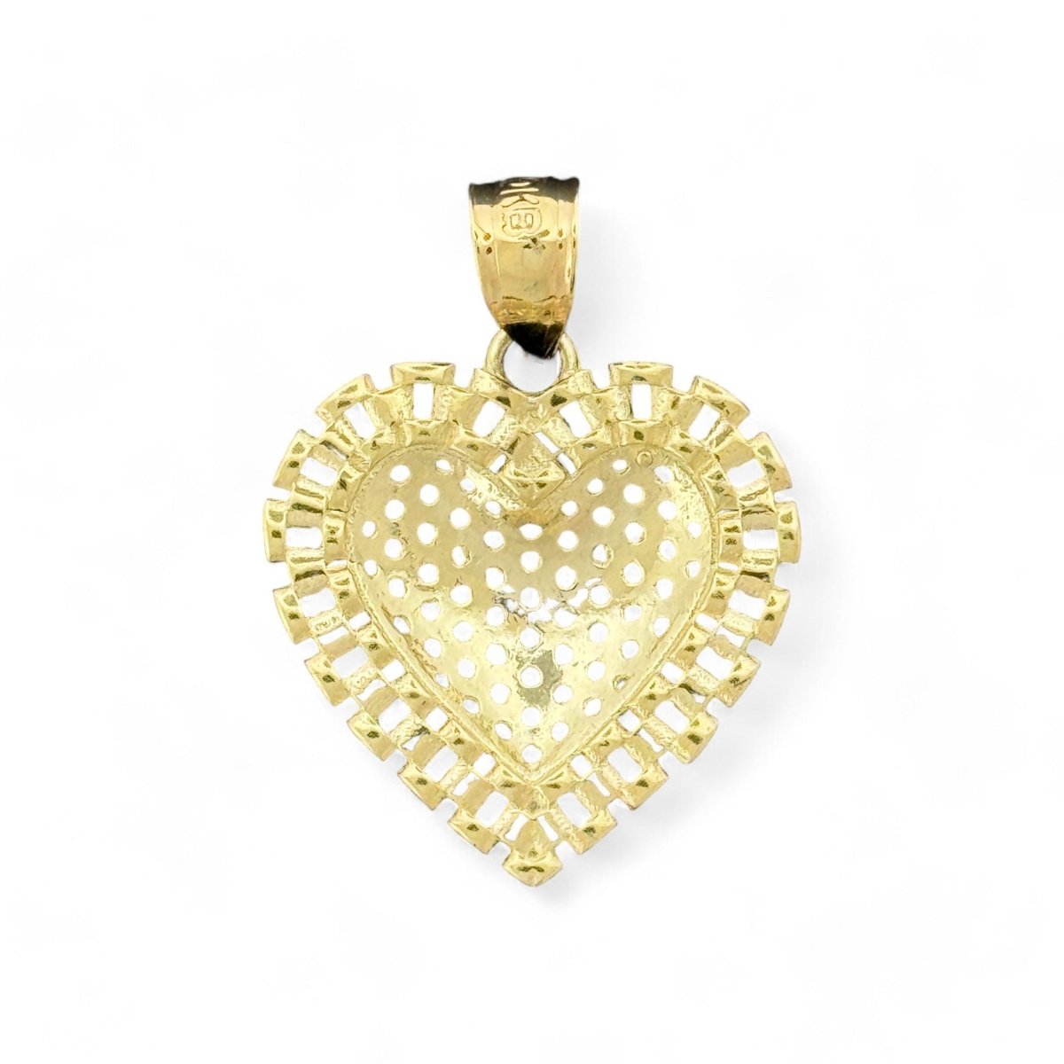 10KT Gold Heart With Lattice Border Pendant - 2.8 Grm