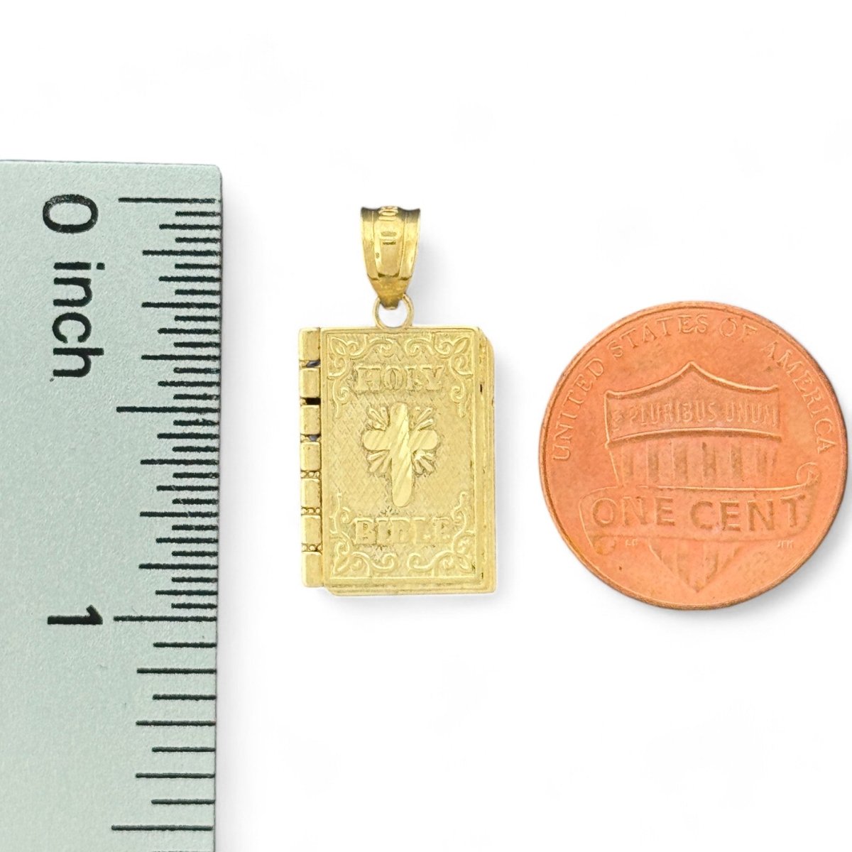 10KT Gold Holy Bible Pendant with Cross - 1.17 Grm