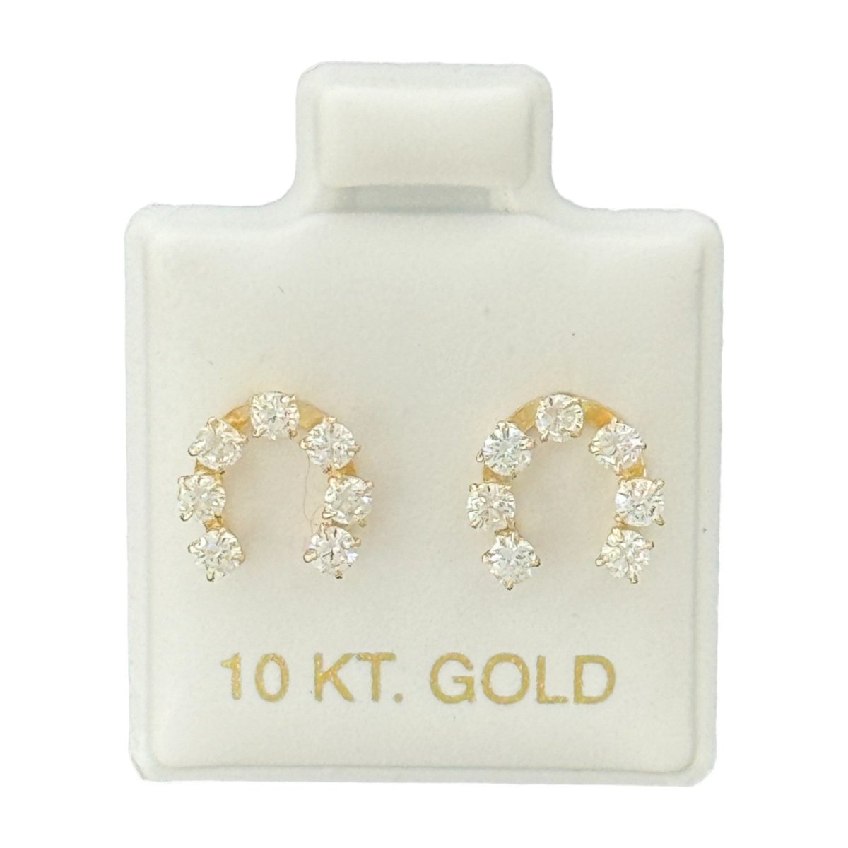 10KT Gold Horseshoe CZ Stud Earrings