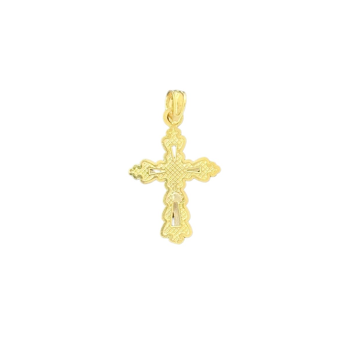 10KT Gold Intricate Crucifix Cross Pendant - 0.93g