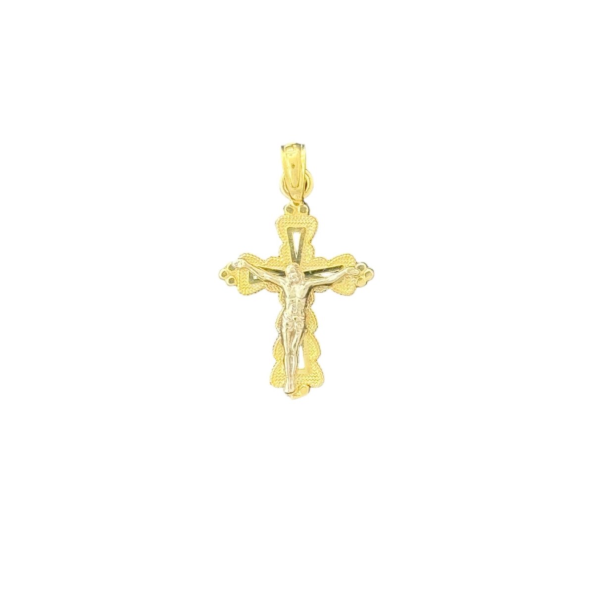 10KT Gold Intricate Crucifix Cross Pendant - 0.93g