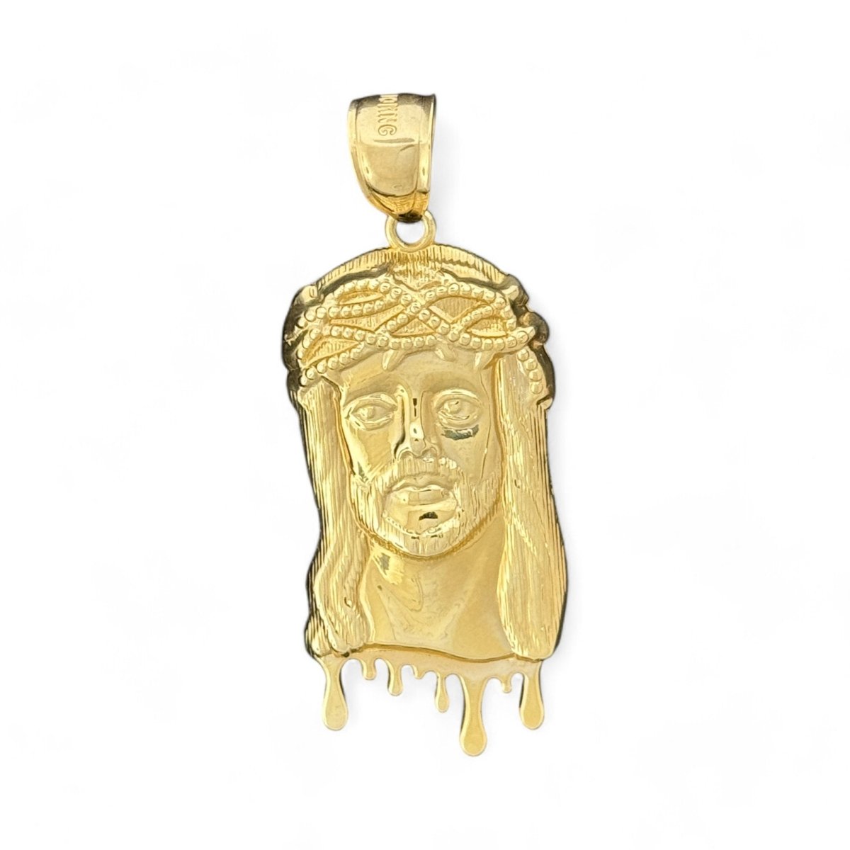 10KT Gold Jesus Christ Pendant with Dripping Details