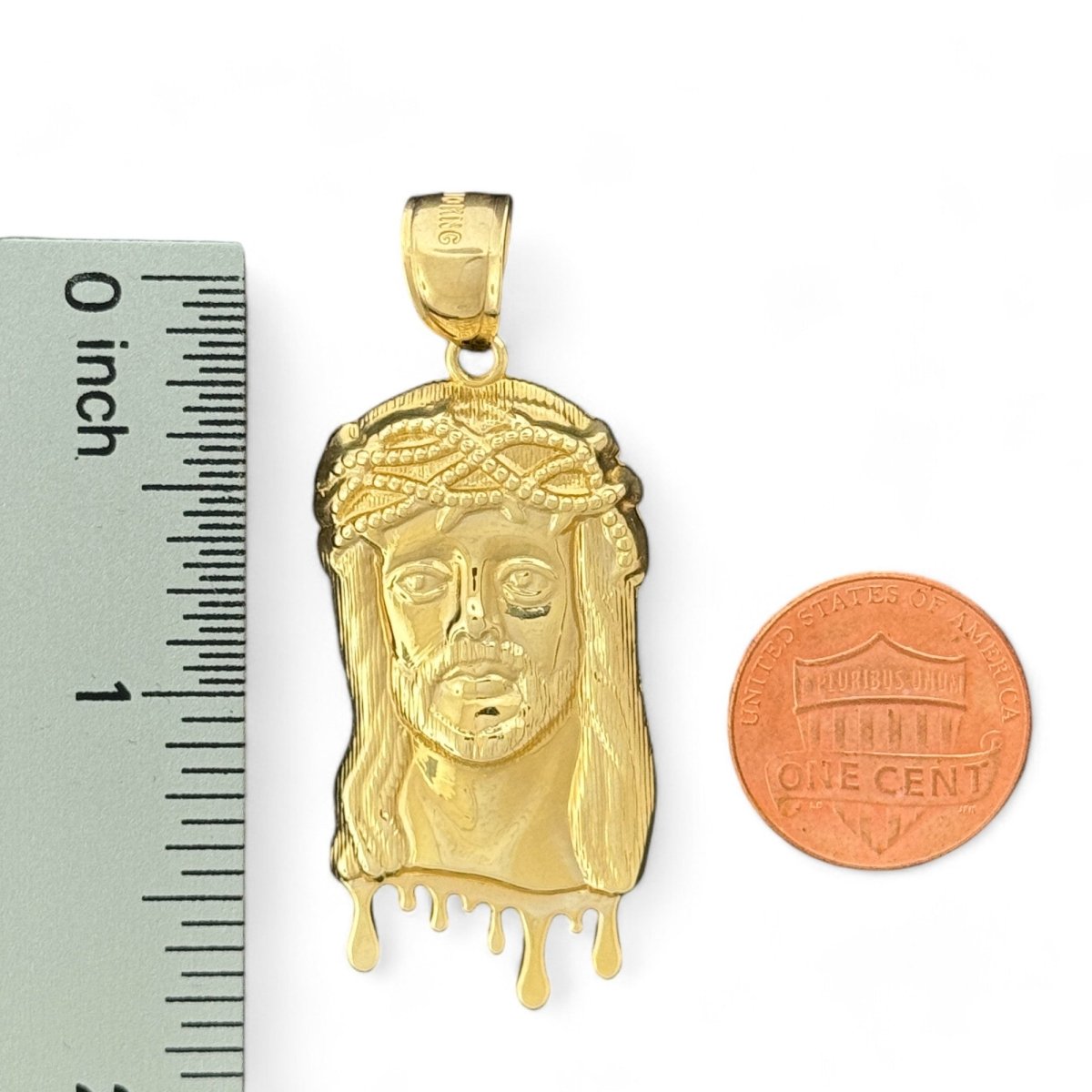 10KT Gold Jesus Christ Pendant with Dripping Details