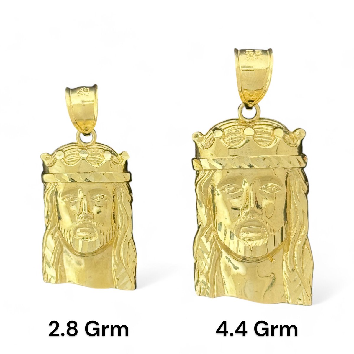 10KT Gold Jesus Head Pendant, Jesus With Crown