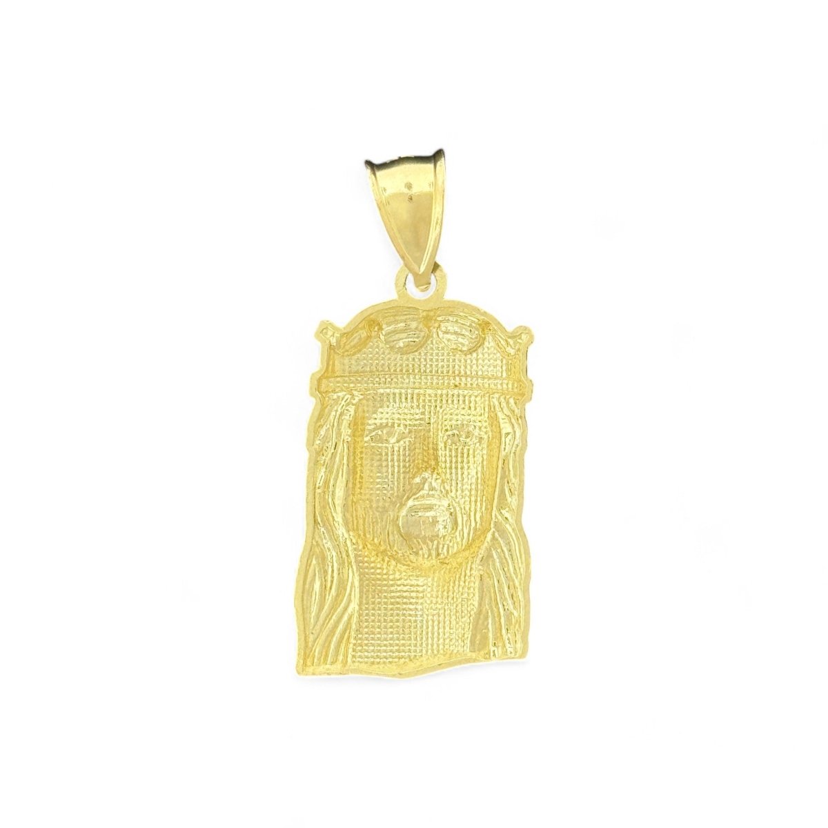 10KT Gold Jesus Head Pendant, Jesus With Crown