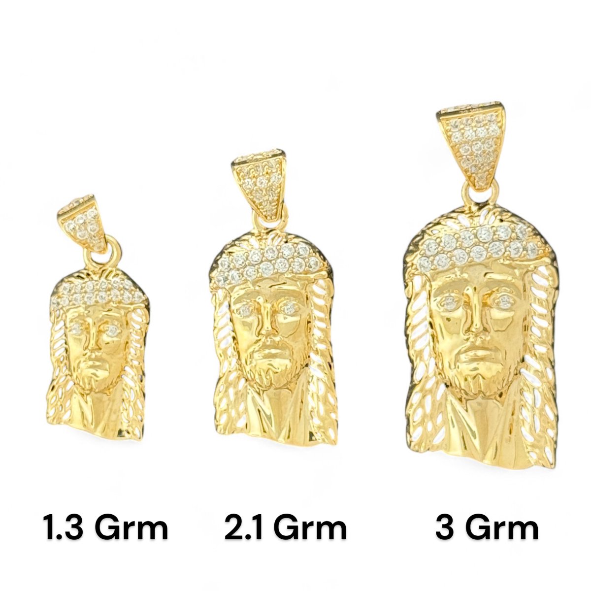 10kT Gold Jesus Pendant with Iced Crown