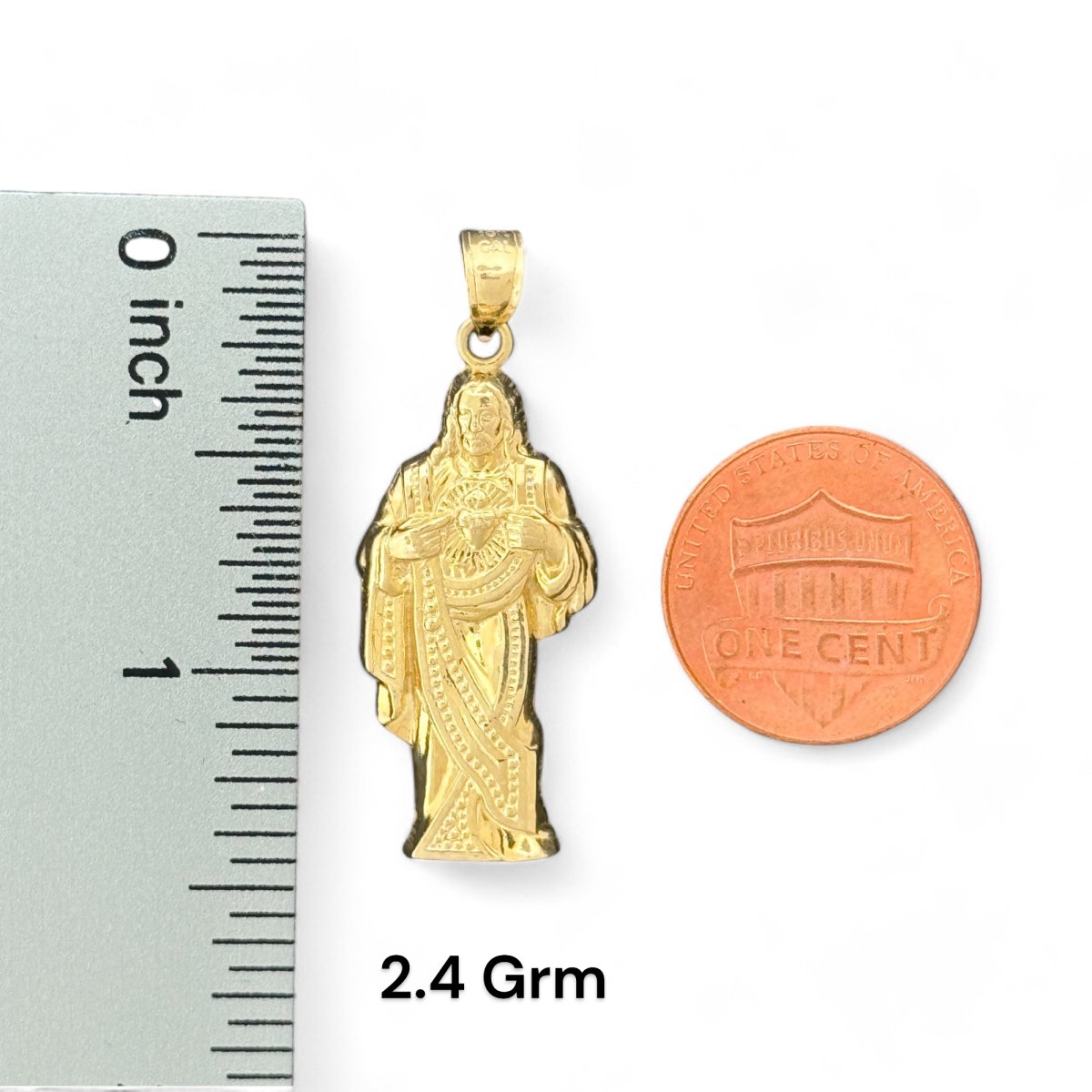 10kT Gold Jesus with Sacred Heart Pendant