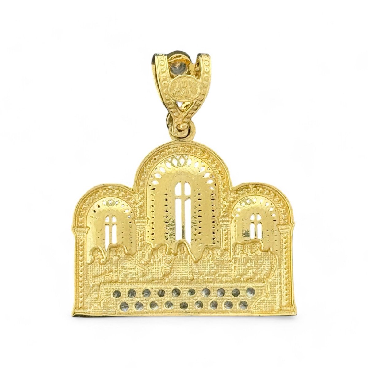 10KT Gold Last Supper Pendant with CZ Stones - 3.7 Grm