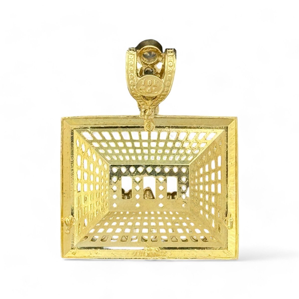 10KT Gold Last Supper Pendant with CZ Stones - 3.8 Grm