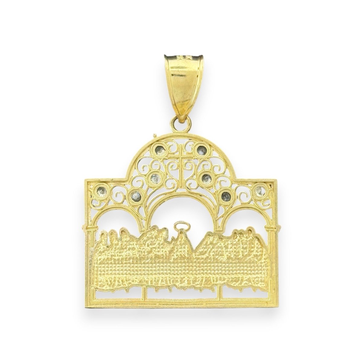 10KT Gold Last Supper Pendant with CZ Stones - 4.9 Grm