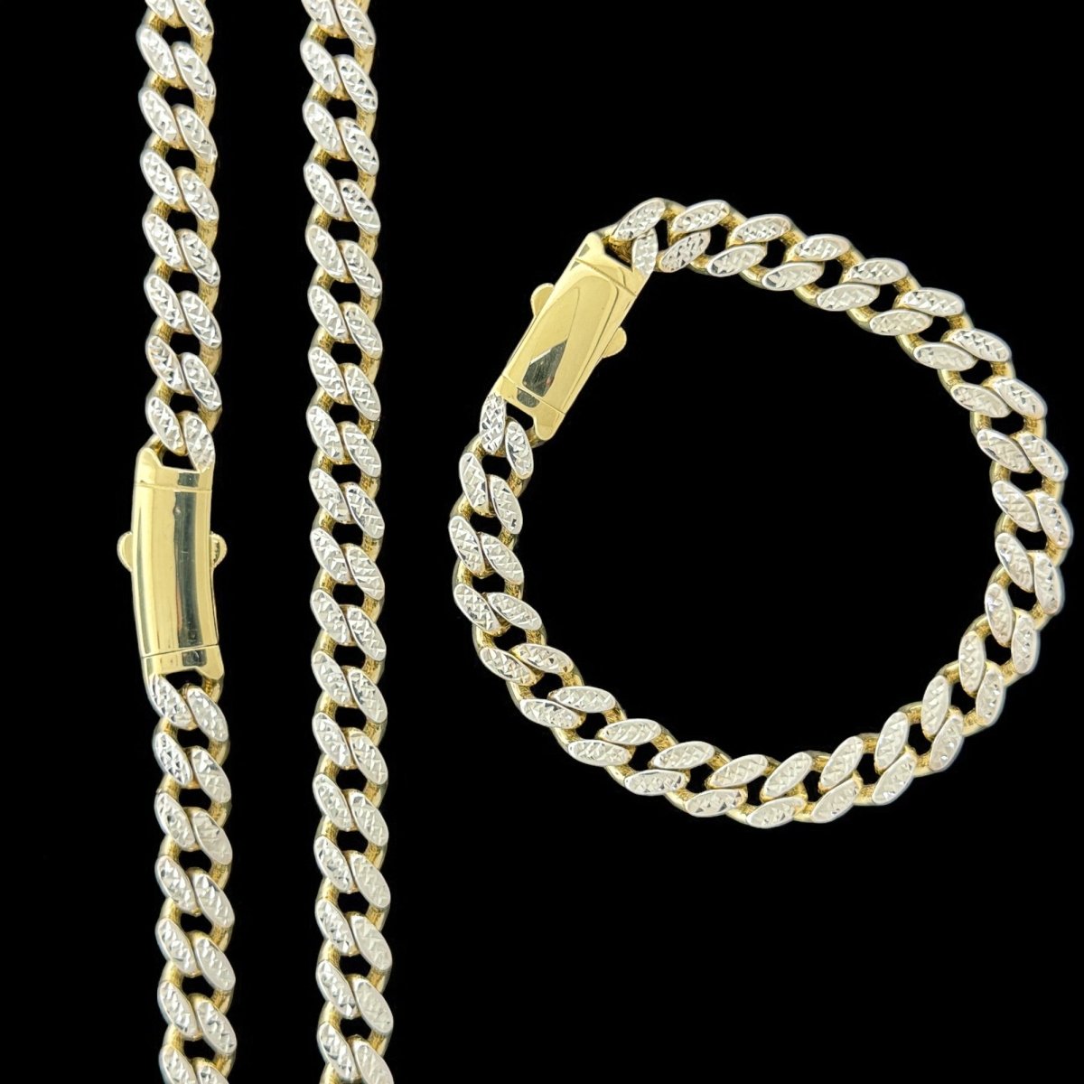 10KT Gold Monaco Cuban Pave Necklaces