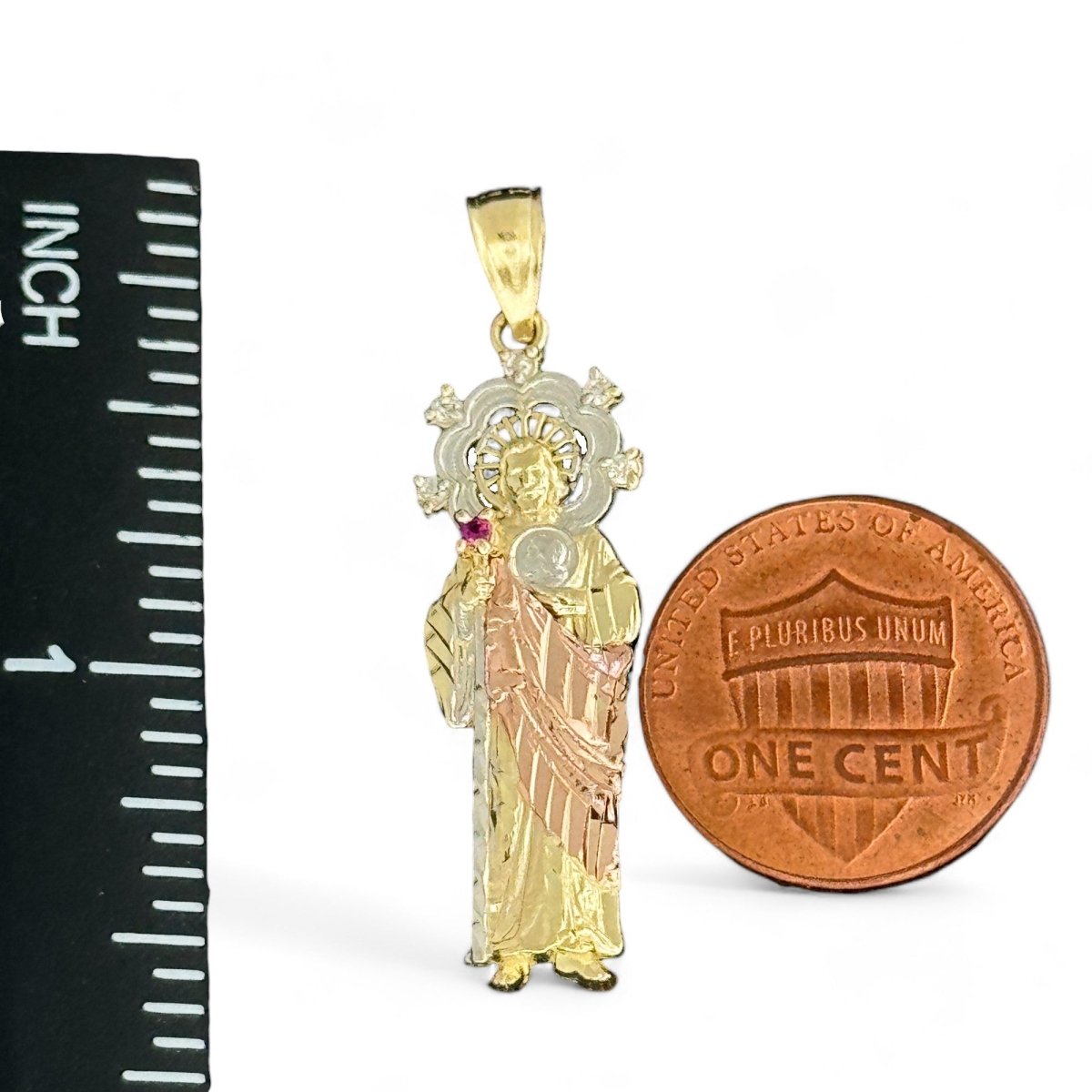 10KT Gold Multi - Tone Saint Pendant - 1.72g Religious Jewelry