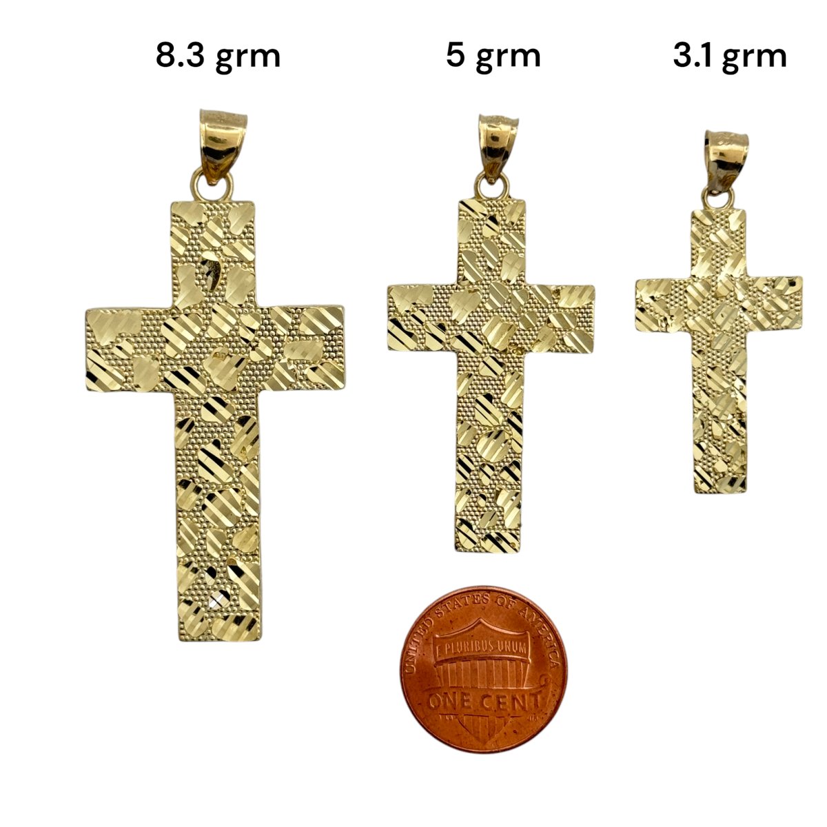 10KT Gold Nugget Cross Pendant