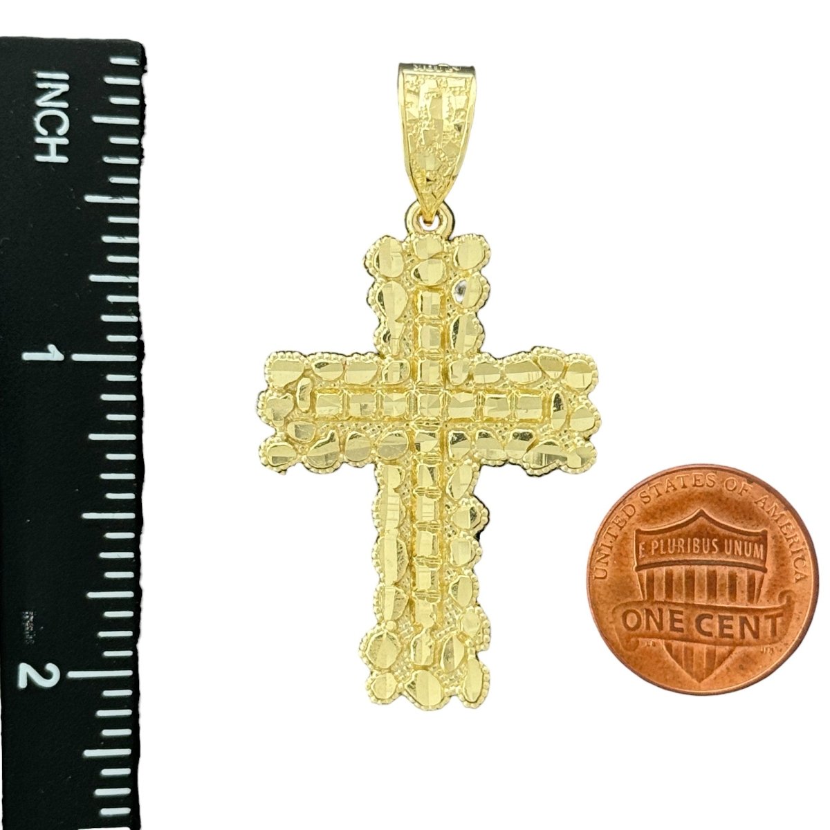 10KT Gold Nugget Cross Pendant - 5.63g