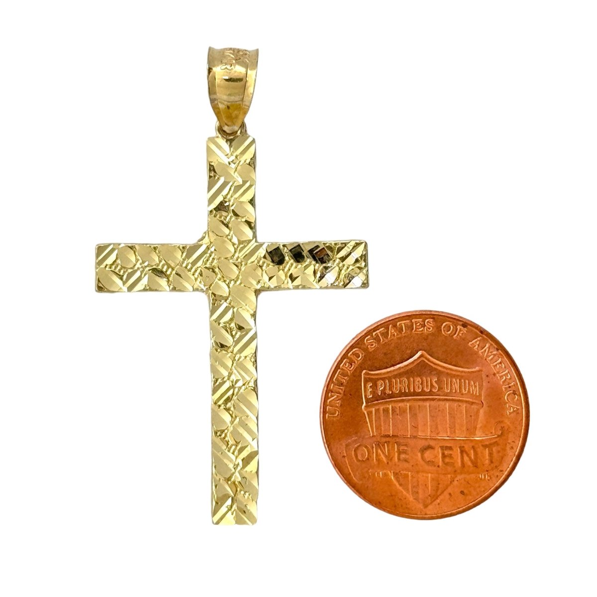 10KT Gold Nugget Cross Pendant