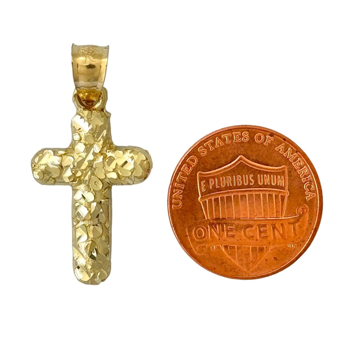 10KT Gold Nugget Cross Pendant