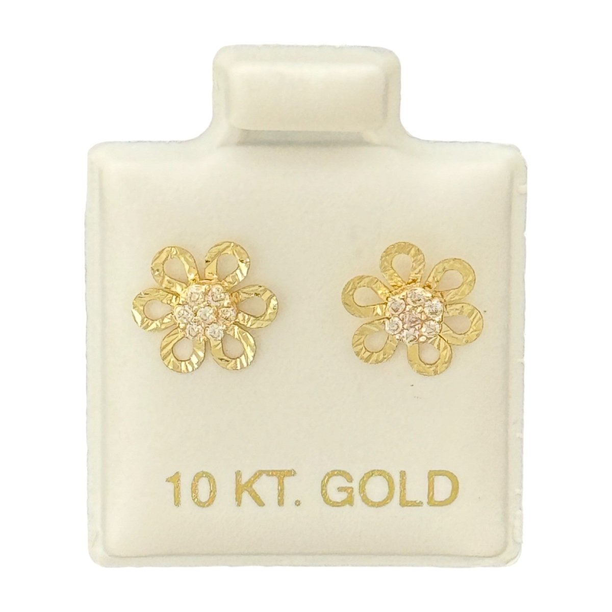 10KT Gold Open Petal Flower Earrings