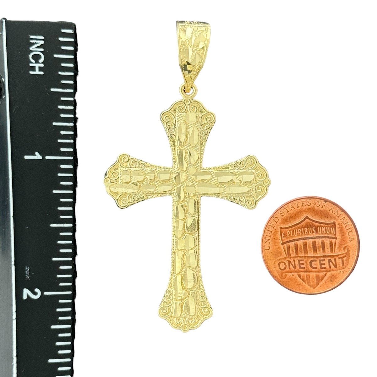 10KT Gold Ornate Cross Pendant - 4.6g