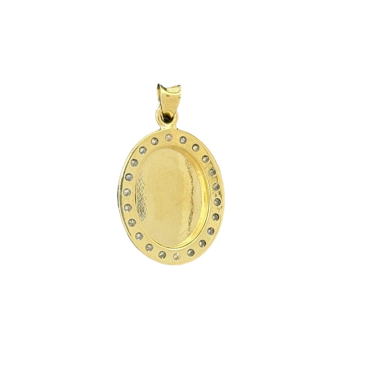 10KT Gold Oval Virgin Mary Pendant with Tri - Color Design, 1.8g