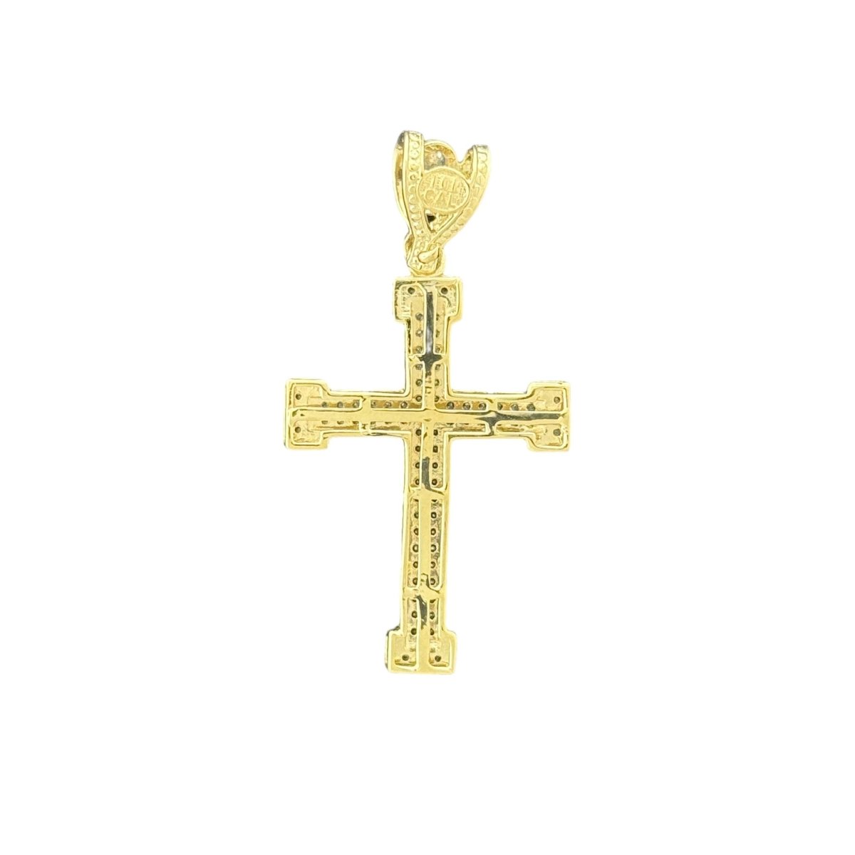 10KT Gold Pave CZ Cross Pendant - 3.72g