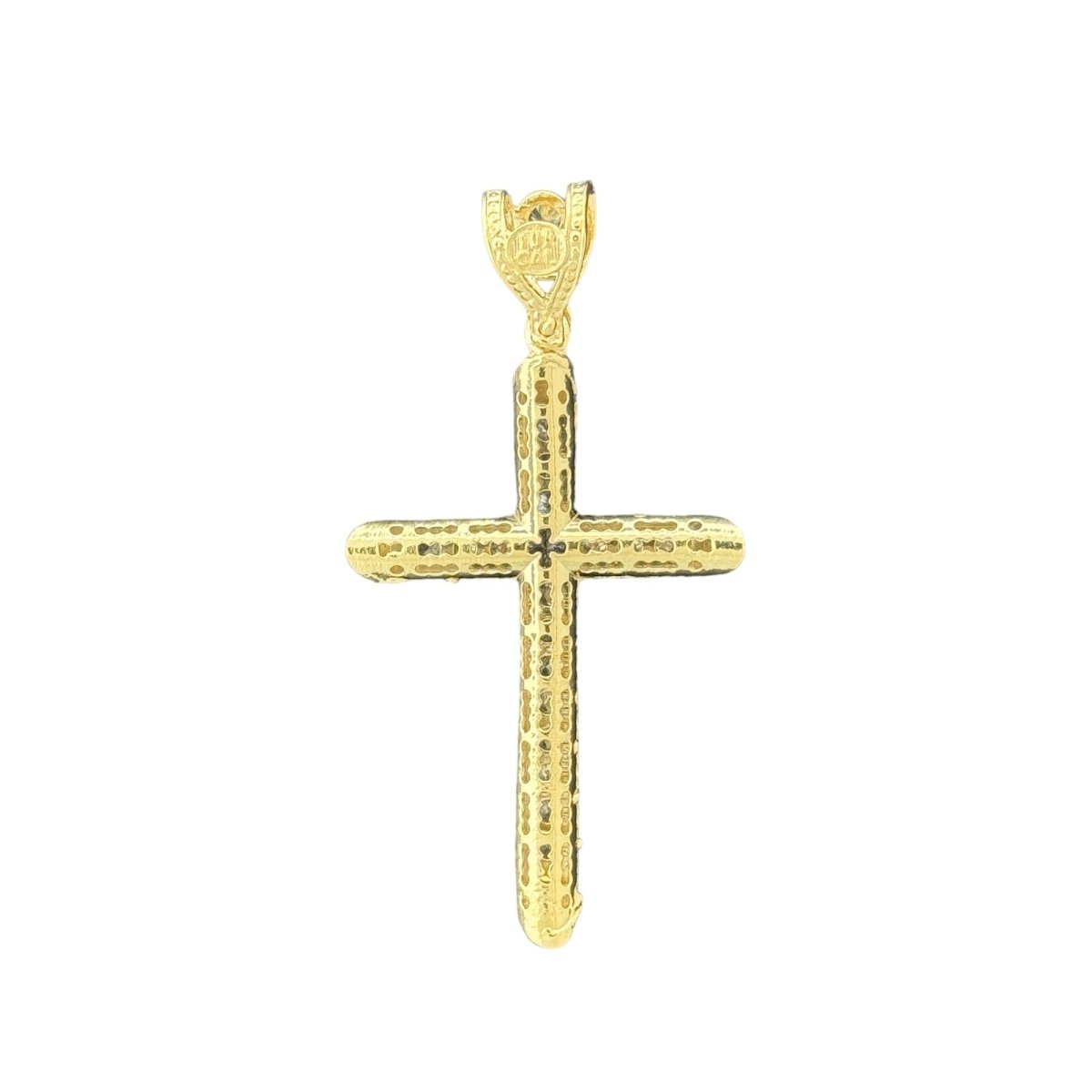 10KT Gold Pave CZ Cross Pendant - 3.76g