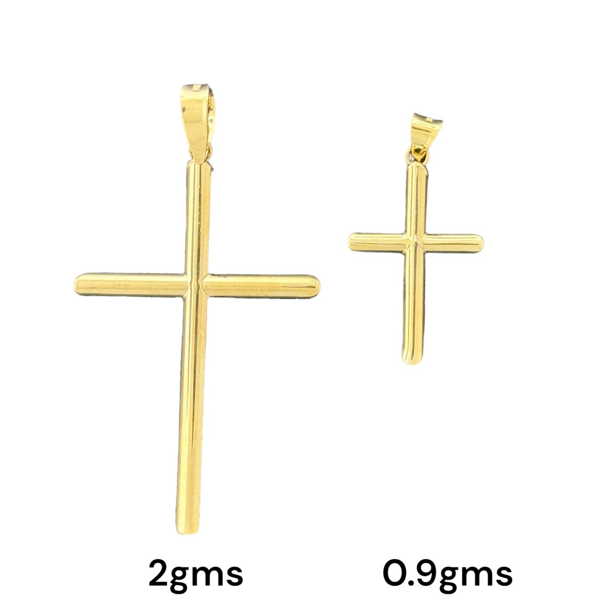 10KT Gold Plain Cross Pendants - 2g, 0.9g