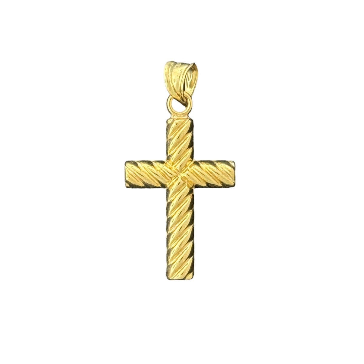 10KT Gold Rope - Textured Cross Pendant - 1.25g