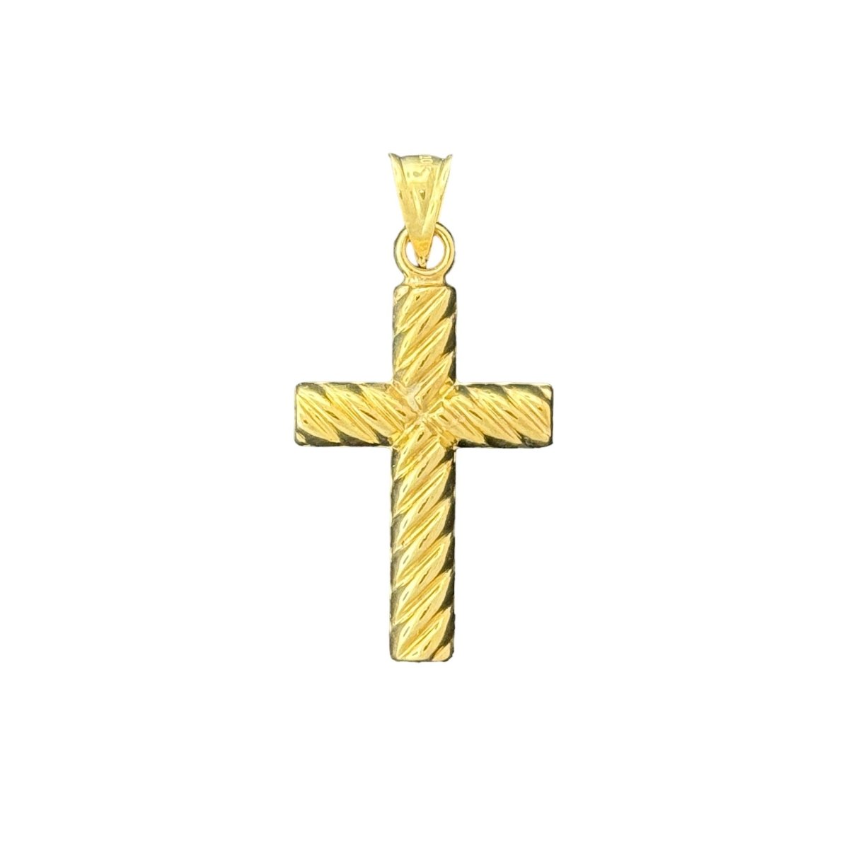 10KT Gold Rope - Textured Cross Pendant - 1.25g