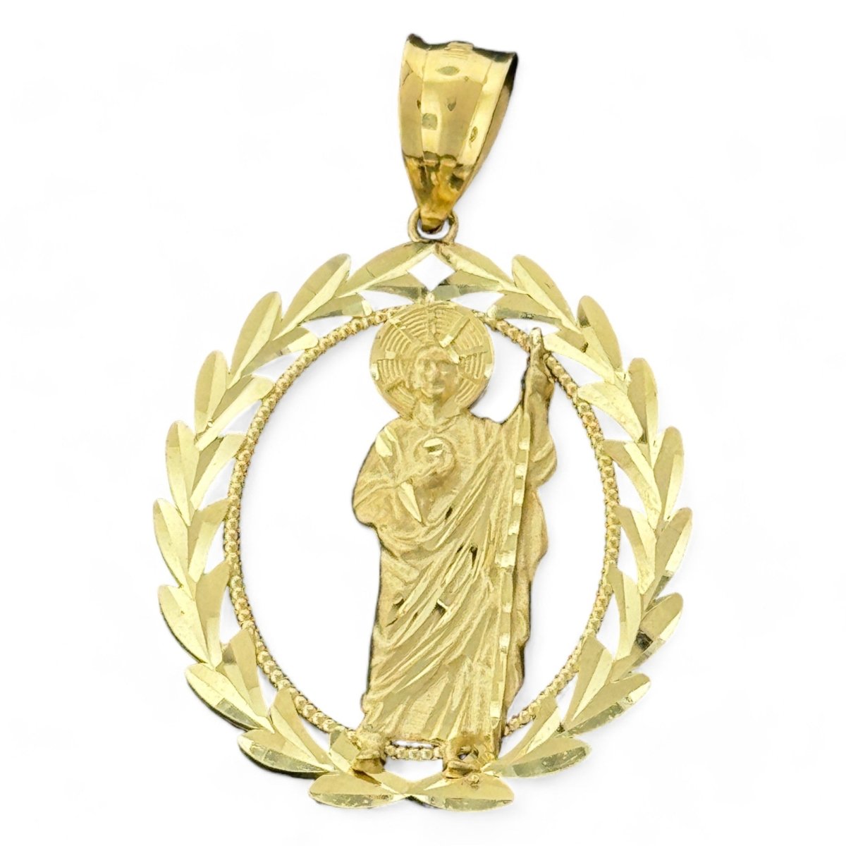 10KT Gold Round Saint Pendant - 5.1g