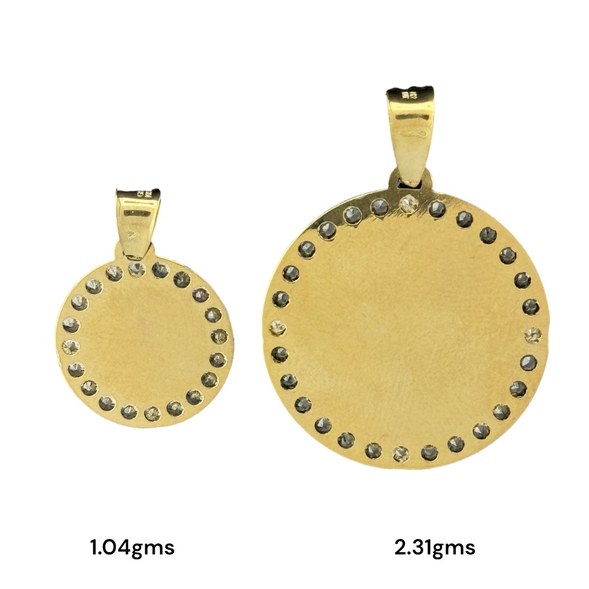 10KT Gold Round Saint Pendant with CZ Stones - 1.04g and 2.31g