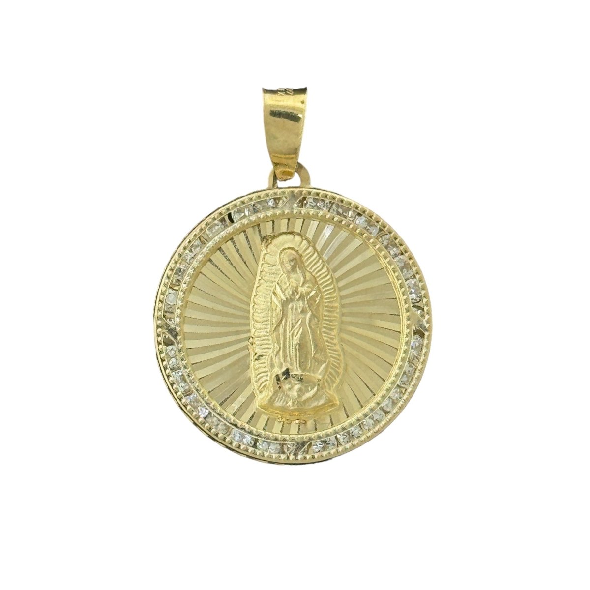 10KT Gold Round Virgin Mary Pendant, 2.1g