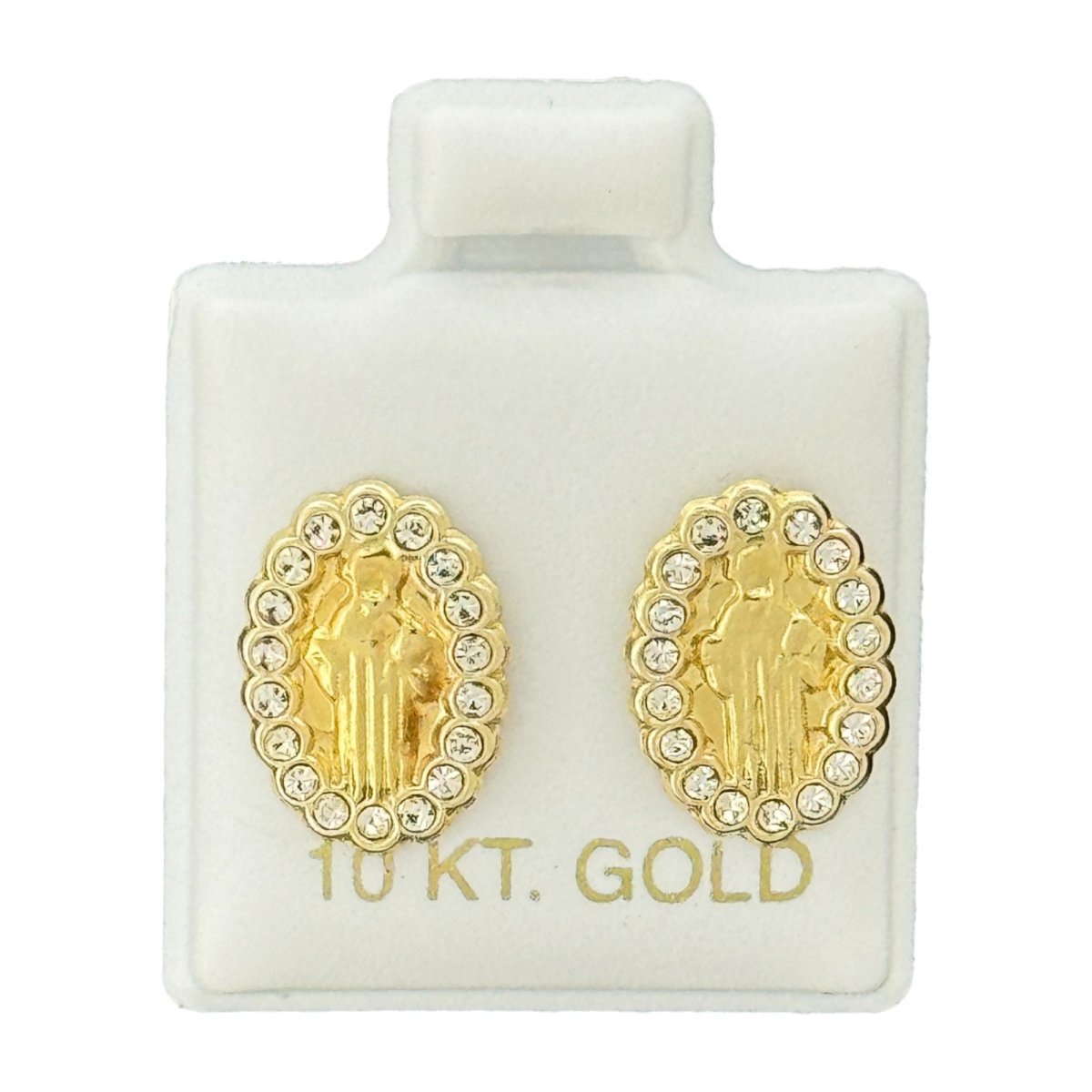 10KT Gold Saint Benito Oval Stud Earrings