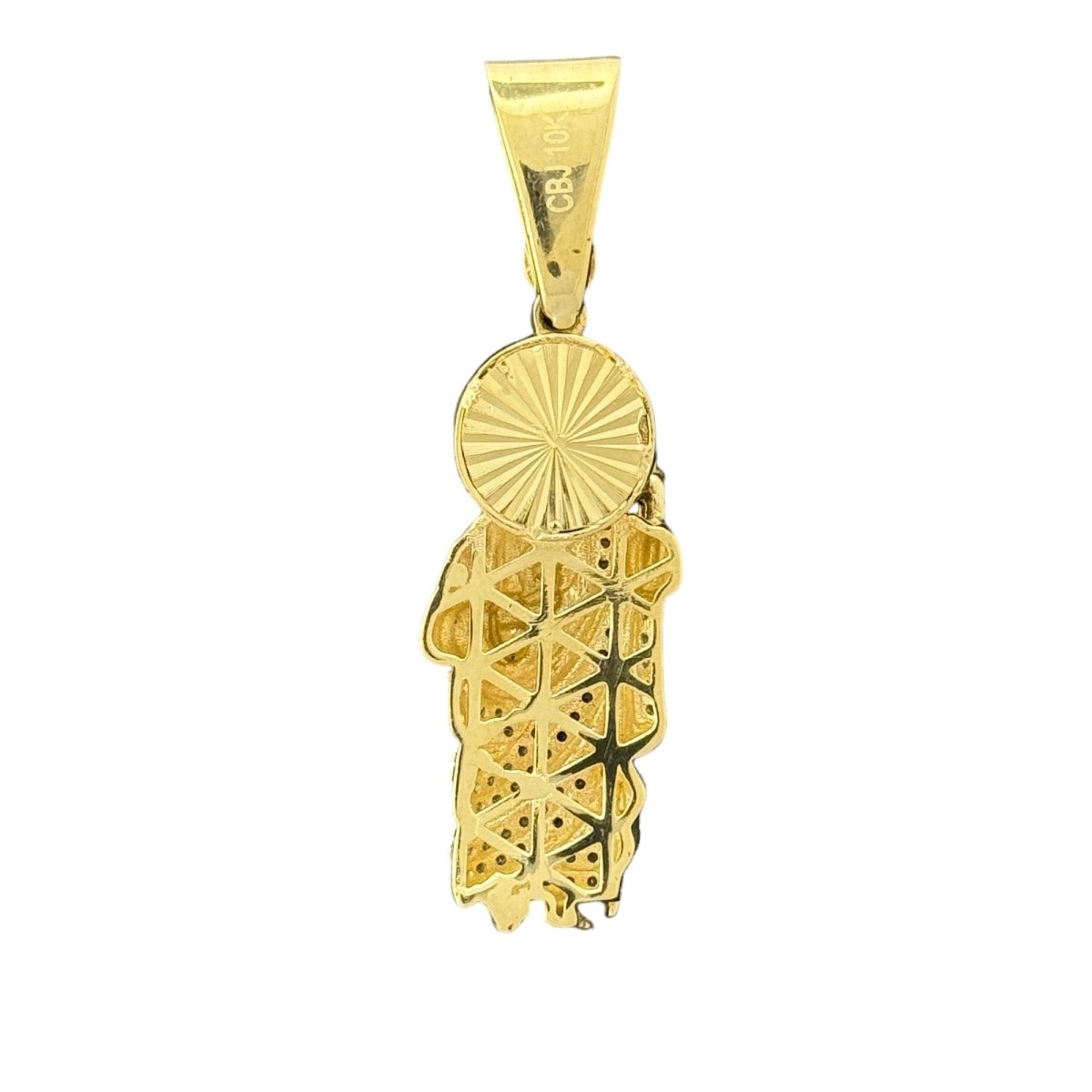 10KT Gold Saint Pendant with CZ Stones - 6g, Religious Jewelry